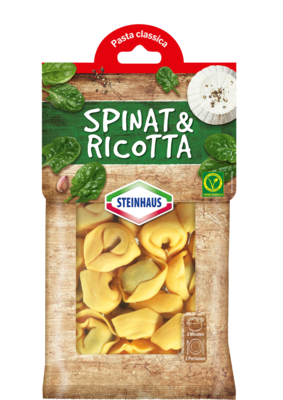 Spinat Ricotta Tortelloni – Frische Tortelloni, gefüllt mit cremigem Ricotta, Blattspinat und mit Emmentaler verfeinert – das ist Pastagenuss für jeden Tag.