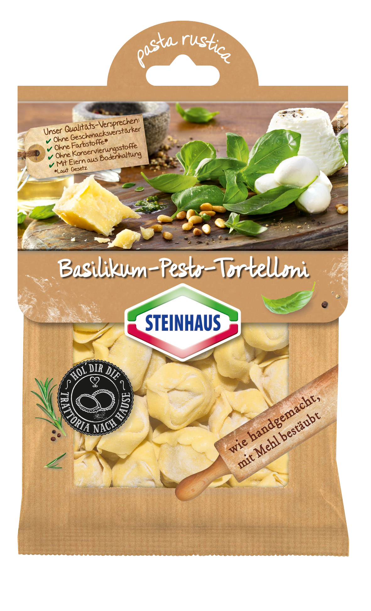 Basilikum-Pesto-Tortelloni – Leckere Tortelloni gefüllt mit einer leckeren Komposition aus cremigem Ricotta, leckerem Basilikum, nussigen Pinienkernen und würzigem Hartkäse – das ist Pasta wie handgemacht.