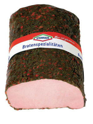 Kräuter Kasseler BD – Magere Kasseler-Spezialität aus dem Schweinerücken, würzig ummantelt mit erlesenen Kräutern für Abwechslung auf dem Brot – frisch aufgeschnitten an der Bedienungstheke.