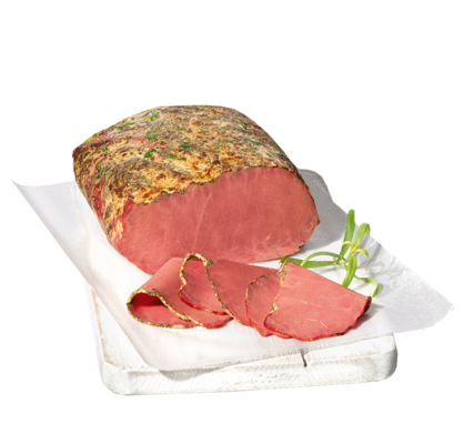 Rinder-Braten à la Béarnaise BD – Feiner Rinderbraten aus der Oberschale, mild gepökelt und mit Estragon und Senf mariniert. Ein Geschmackserlebnis wie bei einer Sauce Bearnaise zum Rindfleisch.