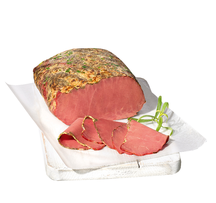 Rinder-Braten à la Béarnaise BD – Feiner Rinderbraten aus der Oberschale, mild gepökelt und mit Estragon und Senf mariniert. Ein Geschmackserlebnis wie bei einer Sauce Bearnaise zum Rindfleisch.