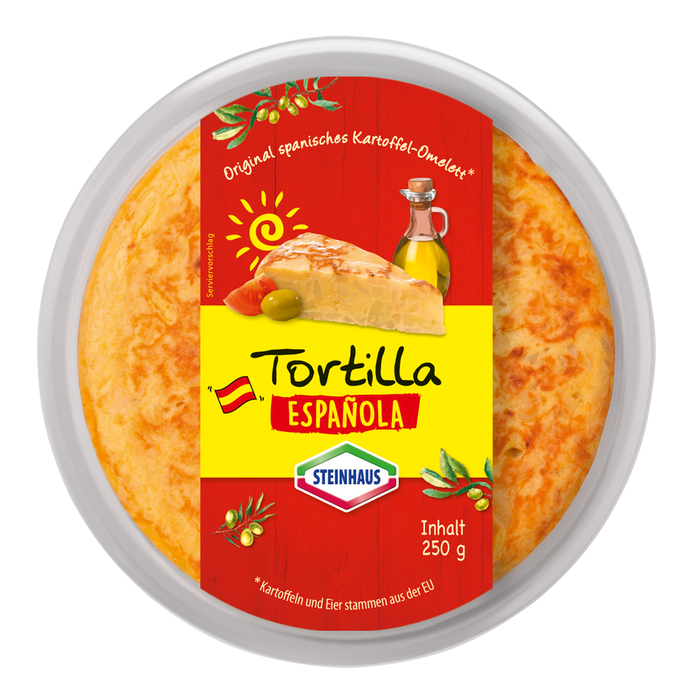 Tortilla Espanola 250g – Klassisches spanisches Omelette aus Kartoffeln und Eiern mit frischen Zwiebeln, delikat gewürzt.
