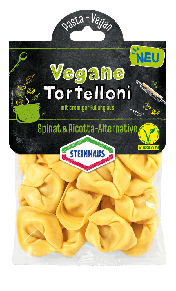 Tortelloni Spinat Ricotta-Alternative – 0 % tierisch – 100 % leckere Tortelloni mit cremiger Spinat &amp; Ricotta Füllung auf Basis von gesunden und proteinreichen Linsen - das macht nachhaltig glücklich!